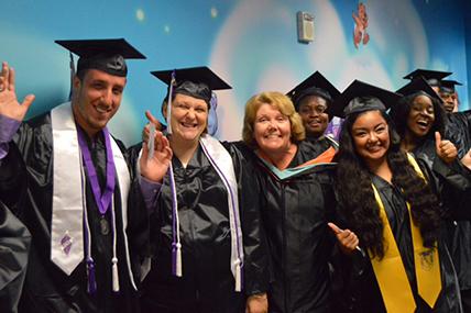 Graduation group with teacher 